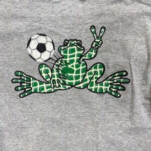 Peace‎ Frogs Soccer Goalie Net T Shirt Gray 100% Cotton Sz M